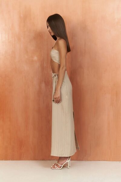 BOHEMAİ Set fuste crop cu dungi bej Lovina