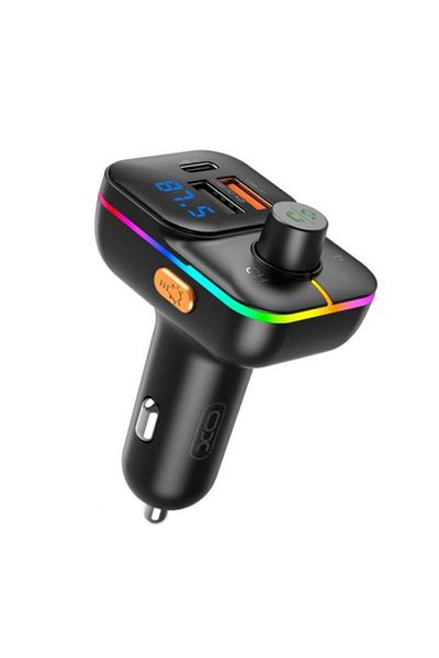 REDz Accessories Încărcător auto cu modulator FM, xo-bcc09, lumini colorate, 2x USB și 1x tip C, microfon, negru