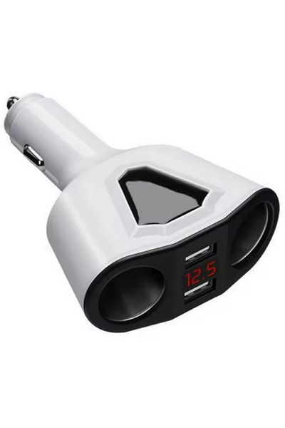 REDz Accessories Adaptor auto dual USB, încărcare rapidă 15W, 2 porturi brichetă, 3100mah, alb