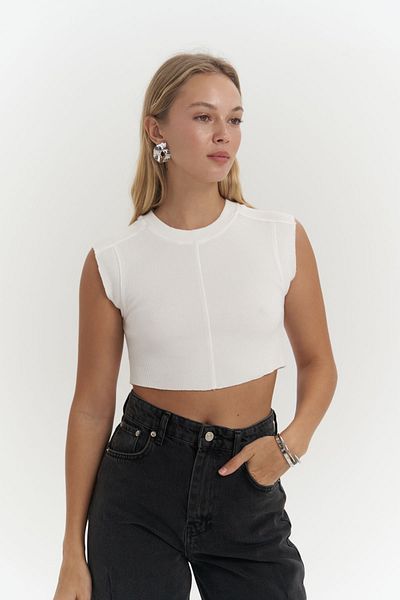 MAİ COLLECTİON Swipe White Washable Crop