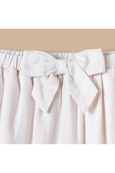 giggles Floral Embroidered Pants with Bow and Elasticated Waistband