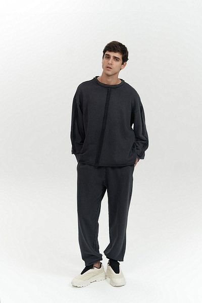 MAİ COLLECTİON Renee Washed Black Herren-Trainingsanzug