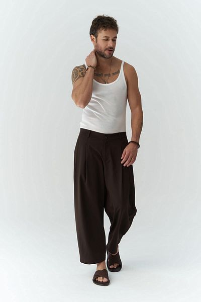 MAİ COLLECTİON Pantaloni Hector maro pentru bărbați cu picioare largi