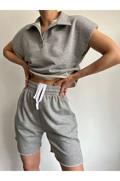 MAİ COLLECTİON Mai Polo Collar Grimelange Shorts Set