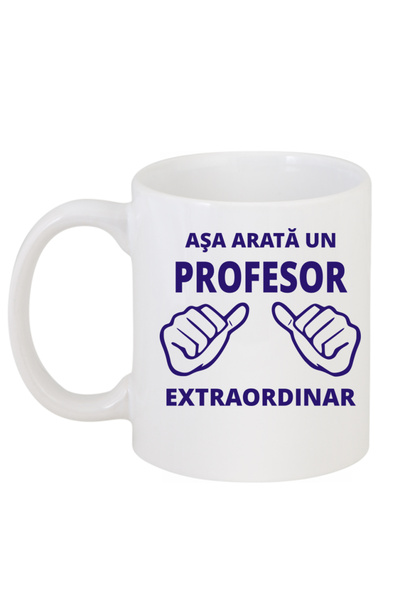 OEM Cană albă personalizată „Profesor extraordinar”, INOVATIX®. 330ml