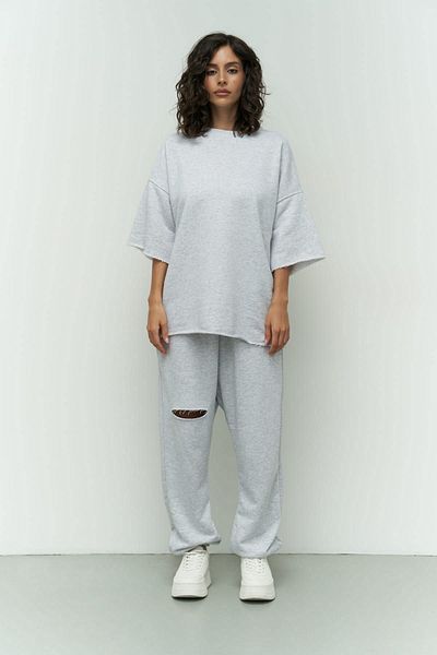 MC MAİ COLLECTİON Σετ φούτερ Mcllctn Lion Karmelange Oversize T-shirt Ripped