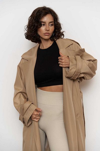 MAİ COLLECTİON Dámsky béžový oversize trenčkot