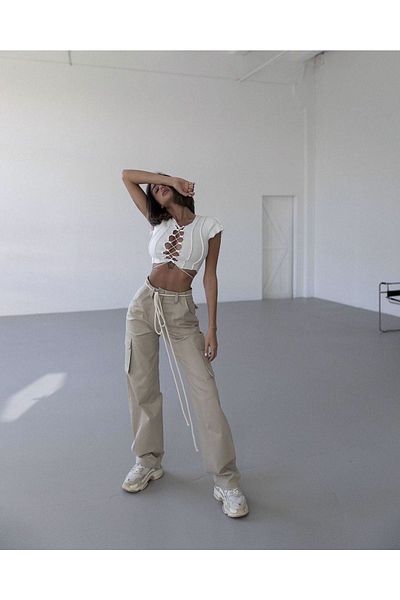 MAİ COLLECTİON Oslo Tie-Up White Crop