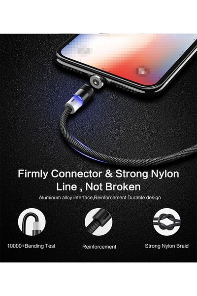 REDz Accessories Cablu de încărcare rapidă, 2A, conector magnetic, pentru iPhone, 1m, albastru, durabil, Floveme