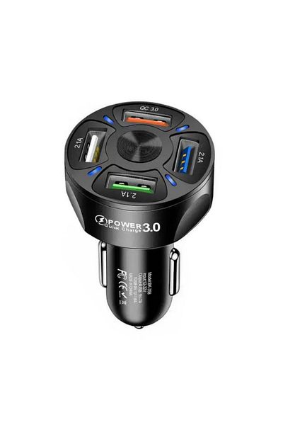 REDz Accessories Încărcător auto cu 4 porturi USB, QC 3.0, încărcare dublă G-C21, universal, negru