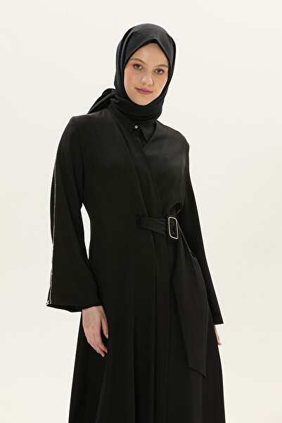 Setrms Taşlı Toka Kemerli Davet Ferace