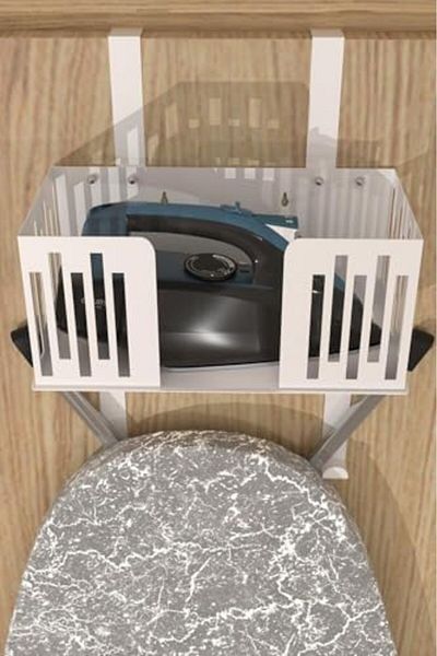 STOREMAX Svticaret White Door Back Ironing and Ironing Board Holder, Organizer, Ironing and Ironing Board Hanger