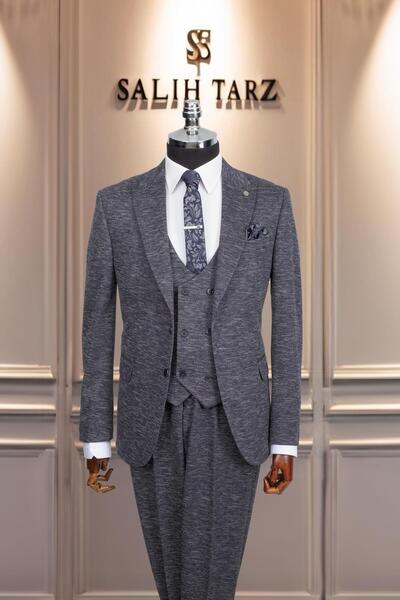 Salihtarzz Takım Elbise Yelekli SlimFit Parlament SD42169