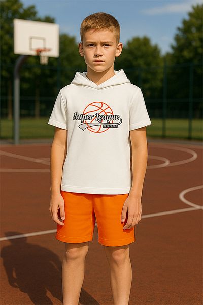 MYADA New Season Hooded Super League Basketball Printed 2-Piece Children's Set 19826