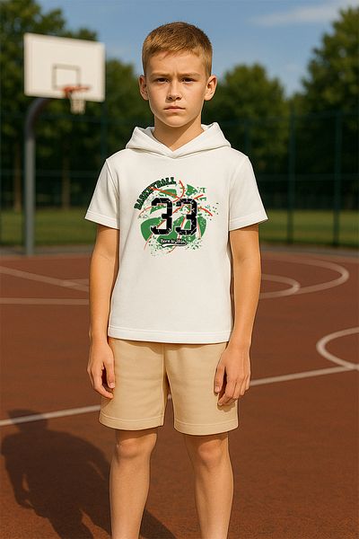 MYADA New Season Hooded Basketball 33 Printed 2-Piece Children's Set 19824