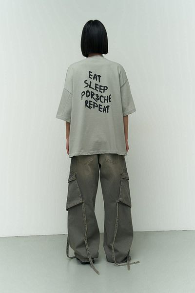 MAİ COLLECTİON Μπλουζάκι Eat Sleep Smoke Oversize