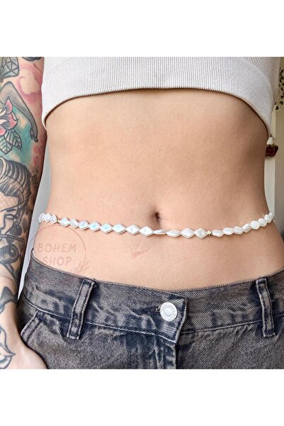 Bohem Shop Bohemian Waist Necklace, Waist Chain, Beaded Belt Beach Summer Gol...