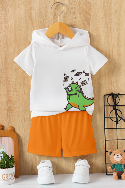 MYADA Новий сезон Дитячий комплект з 2 предметів з принтом динозавра з капюшо...