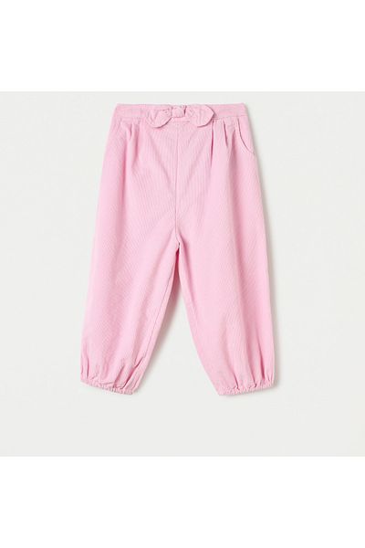 Juniors Textured Pants with Bow Accent