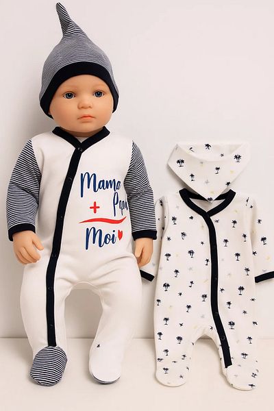 Babydonat 4-piece Jumpsuit Set for Baby Boy - Marine Tie Pattern
