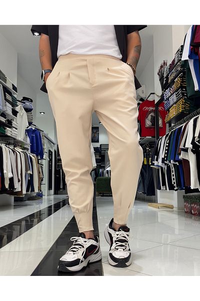 higo Men's Zippered Pleated Jogger Pants
