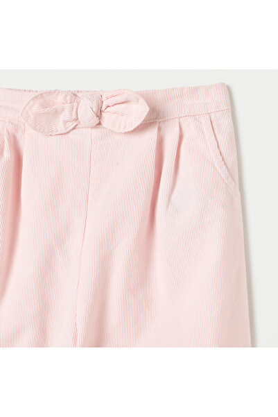 Juniors Textured Pants with Bow Accent