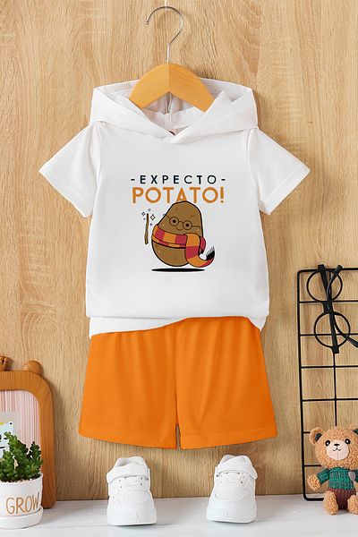 MYADA New Season Hooded Expecto Potato Printed 2-Piece Children's Set 23044