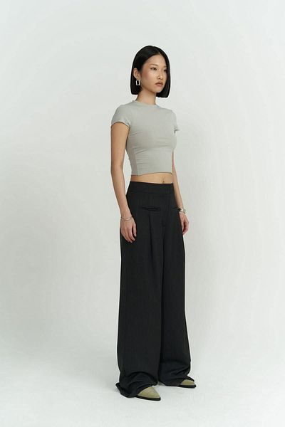 MAİ COLLECTİON Werner Anthracite Palazzo Trousers
