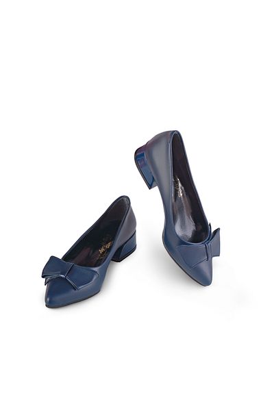 Ayalbuzenne Navy Blue Airplane Bow 5 Bont Ballerina Shoes