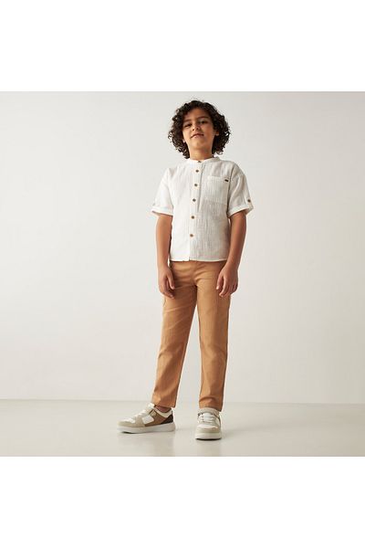 ELIGO Solid Pants with Pockets and Drawstring Closure
