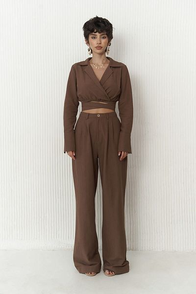 BOHEMAİ Estila Brown Crop nadrág és felső szett