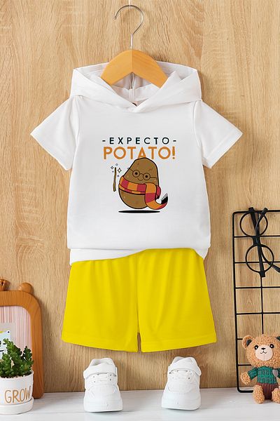 MYADA New Season Hooded Expecto Potato Printed 2-Piece Children's Set 23044