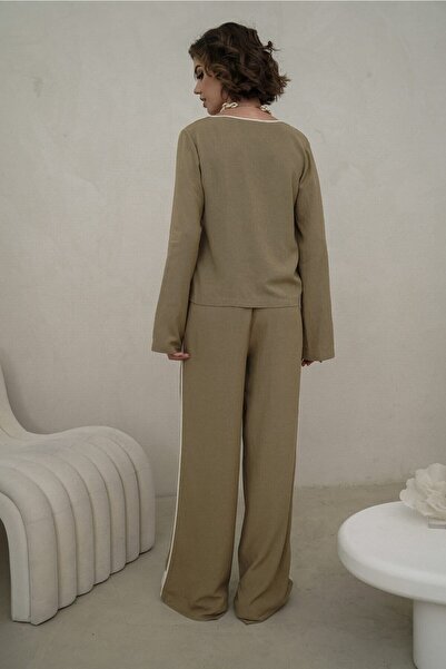 BOHEMAİ Hazel Stripe Detail Khaki dupla öltöny