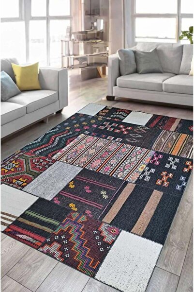 Çam Halı Çam Halı Siesta Vintage 32-195 Etnik Eskitme Patchwork Desenli Dokum...