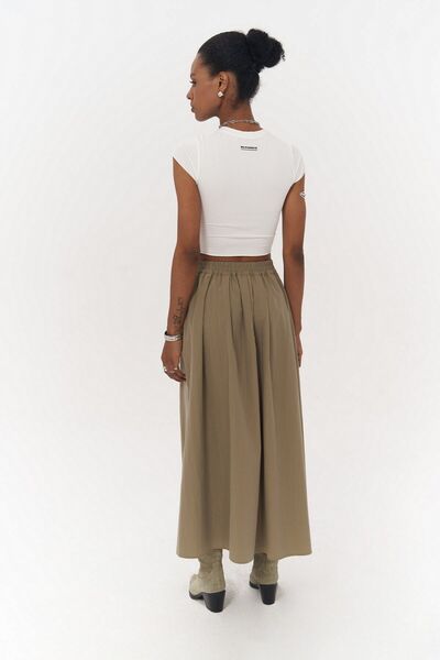 MAI STUDIOS CO. Ivory Khaki Parachute Skirt