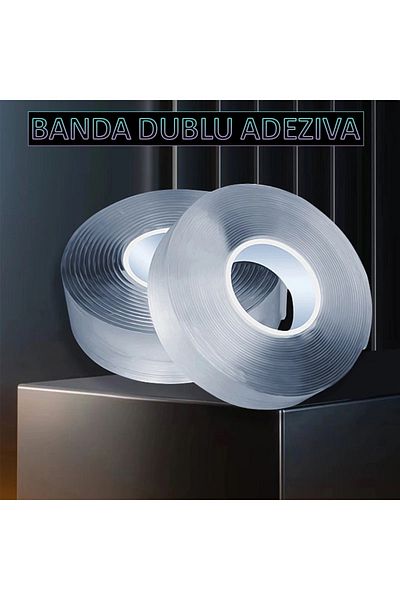 NEXTLY Set 2 X Banda Dublu Adeziva Transparenta , 5 Metri/bucata, Adeziv Puternic, Rezistenta