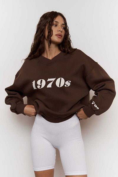 MAİ COLLECTİON Mcllctn 1970-те кафяв суитчър с големи размери унисекс