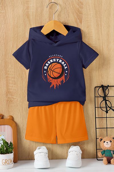 MYADA New Season Hooded All Stars Basketball Printed 2-Piece Children's Set 19732