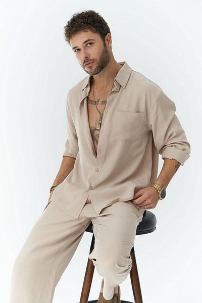 MAİ COLLECTİON Súprava pánskych košeľových nohavíc Jonathan Beige