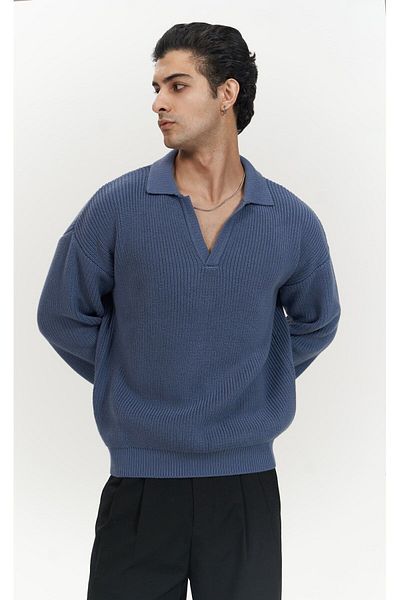 MAİ COLLECTİON Ανδρικό πλεκτό πουλόβερ Magnus Polo Neck Indigo