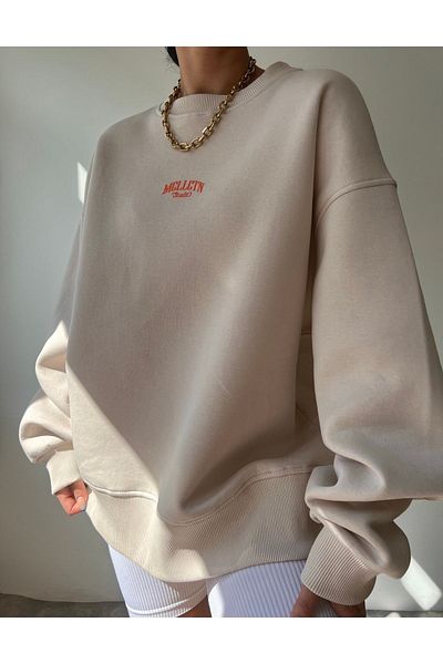 MAİ COLLECTİON Φούτερ Mcllctn Πορτοκαλί Μπεζ Unisex Oversize