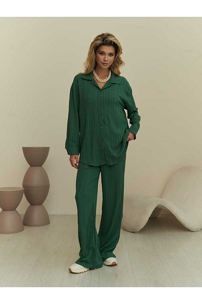 MAİ COLLECTİON London Green Shirt-Pants Set