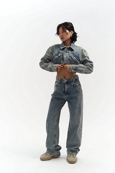MAİ COLLECTİON Marla Dirty Green Basic Jeans