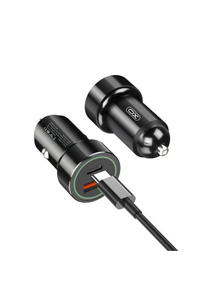 REDz Accessories Set încărcător auto XO-TZ11 cu cablu Lightning, compatibil cu iPhone, încărcare rapidă PD20W, negru