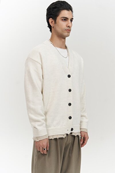 MAI STUDIOS CO. Raid Double Collar Ecru Men's Knitwear Sweater