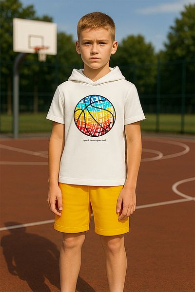MYADA Premium Hooded Colorful Basketball Ball Printed 2-Piece Children's Set 17552