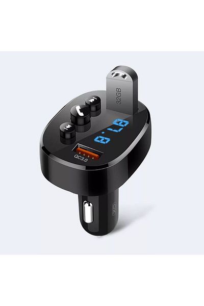 REDz Accessories Încărcător auto cu modulator FM, xo-bcc03, bt 5.0, dual usb 18w, control muzical și microfon, negru