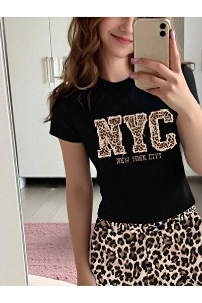 MOONBULL Γυναικείο Leopard Shorts Σετ με λουράκι Leopard Ribbon Crop