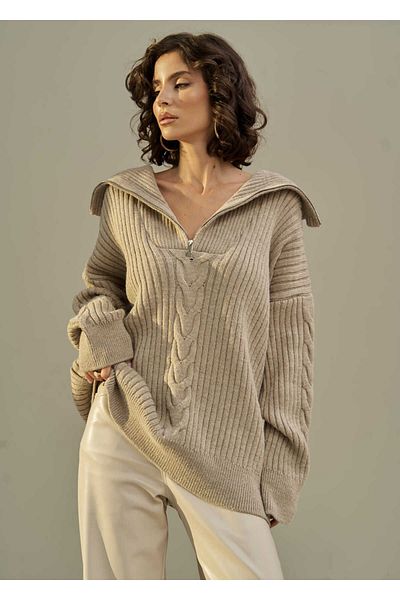 MAİ COLLECTİON Pletený svetr Mai Rika Mink Hair Knit na zip