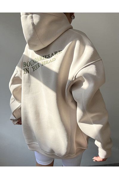 MC MAİ COLLECTİON Mcllctn Boundaries Bone Hoodie Sweatshirt